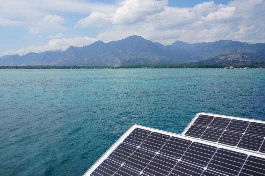 A solar panel on the side of a boat