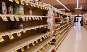 brown wooden shelf with boxes