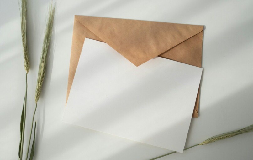 white paper and brown envelope