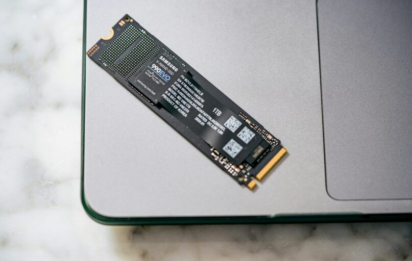 A close up of a laptop on a table