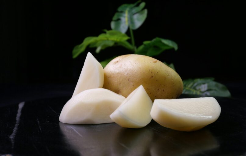 a close up of a piece of fruit on a table