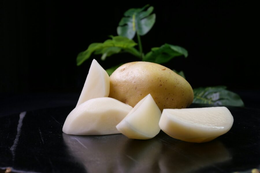 a close up of a piece of fruit on a table