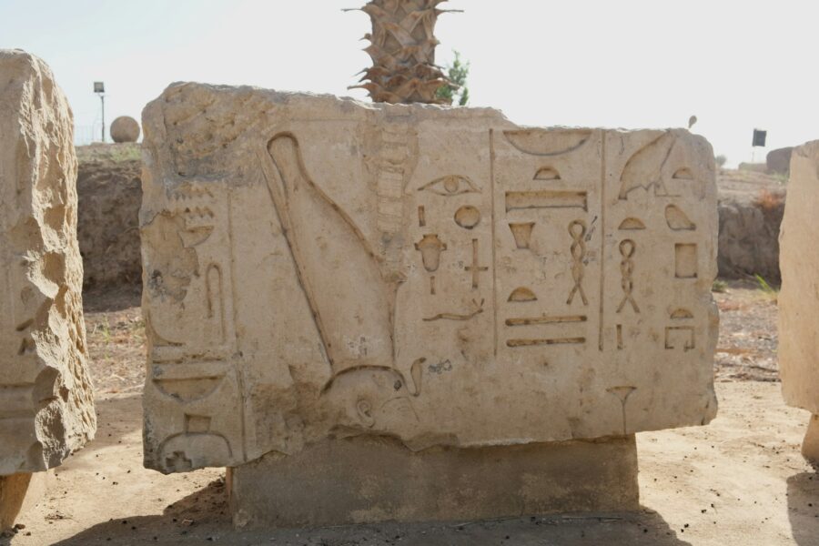 a large stone with egyptian writing on it