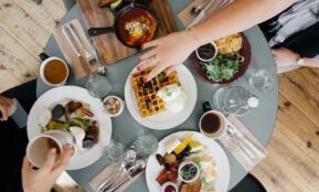 variety of foods on top of gray table