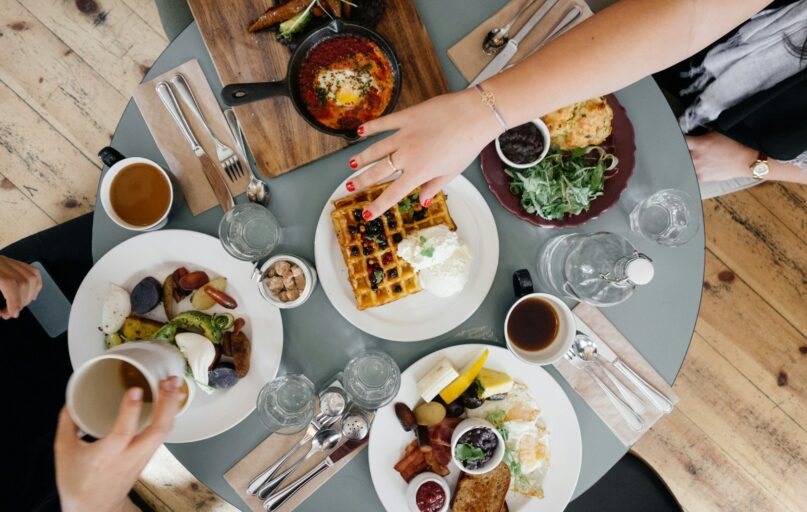 variety of foods on top of gray table