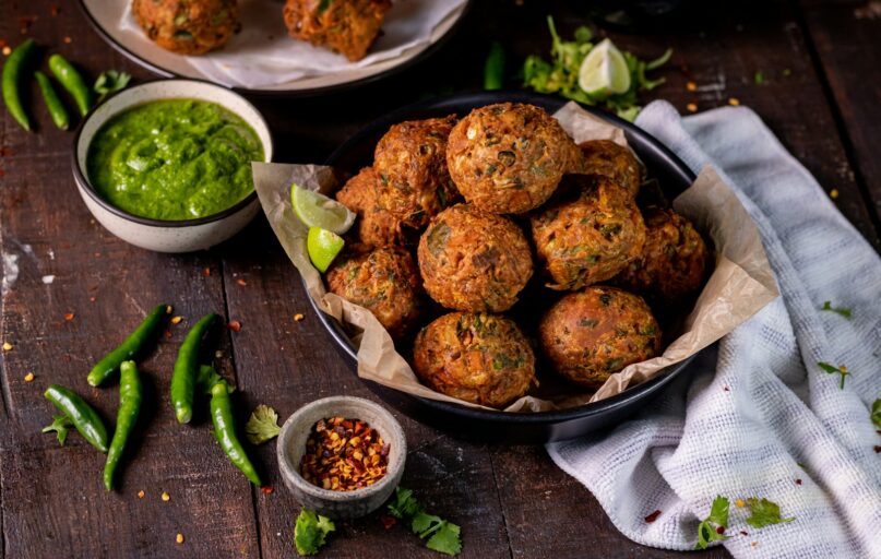 fried food on black ceramic plate