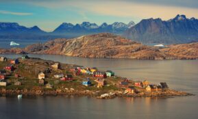 a small island in the middle of a large body of water