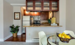 white and beige marble-top table