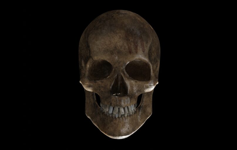 a skull with a black background
