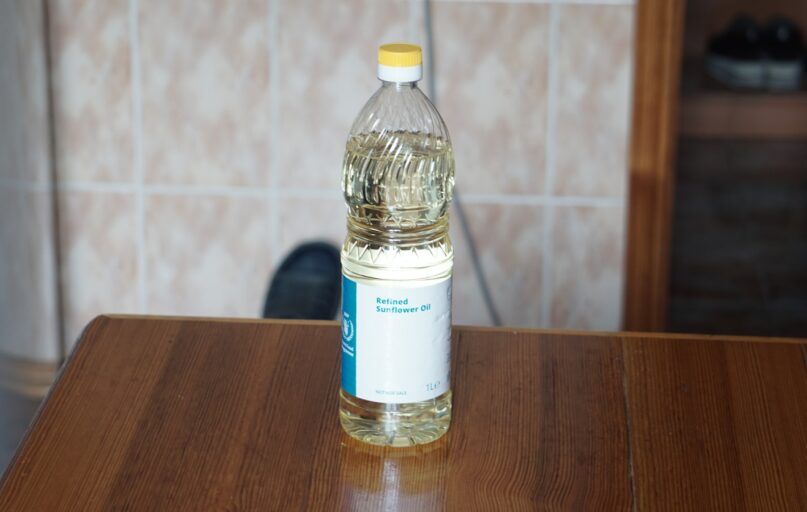 a bottle of water on a table