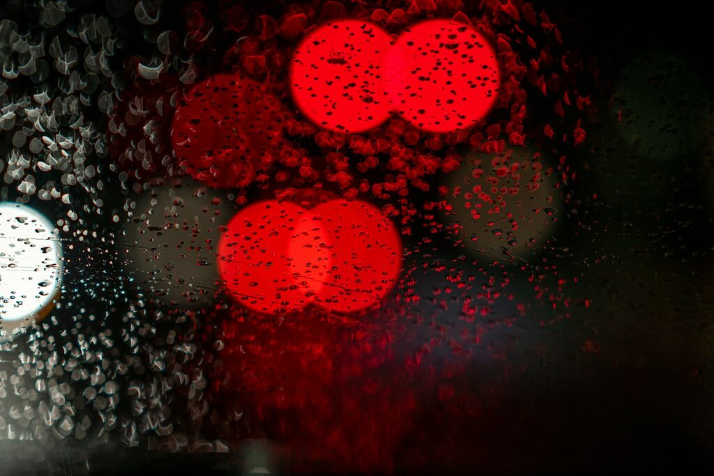 red light seen through glass panel