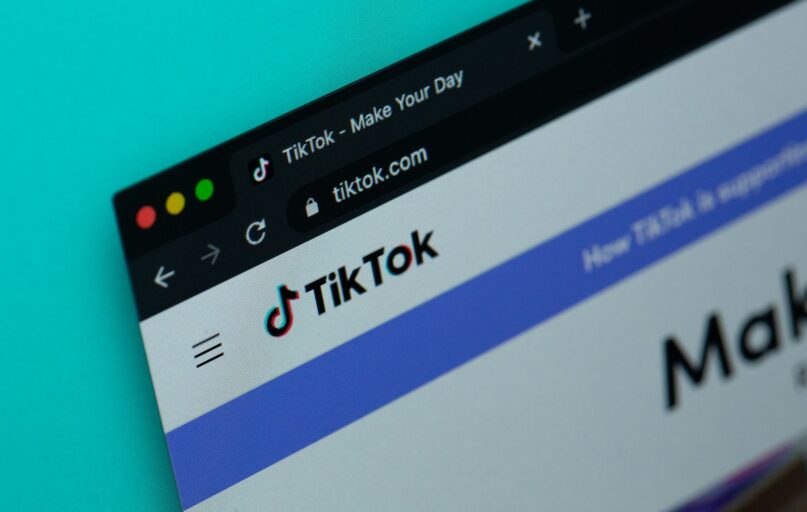 a computer screen with the word tiktok on it