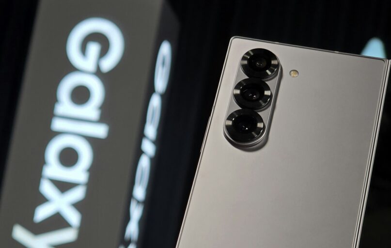 A close up of the back of a cell phone