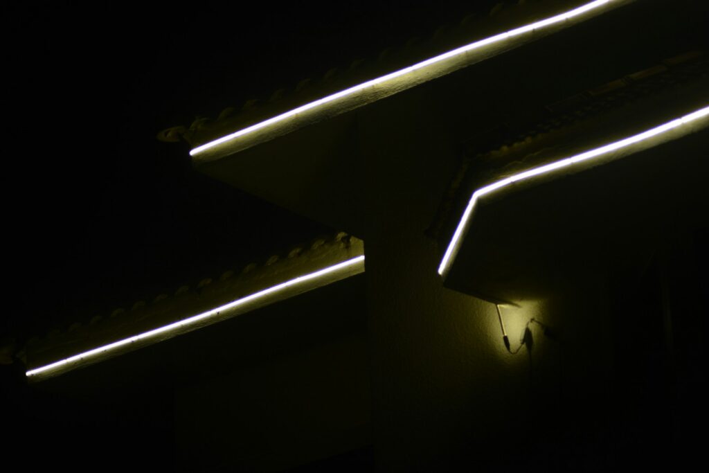 Abstract streaks of light against dark background