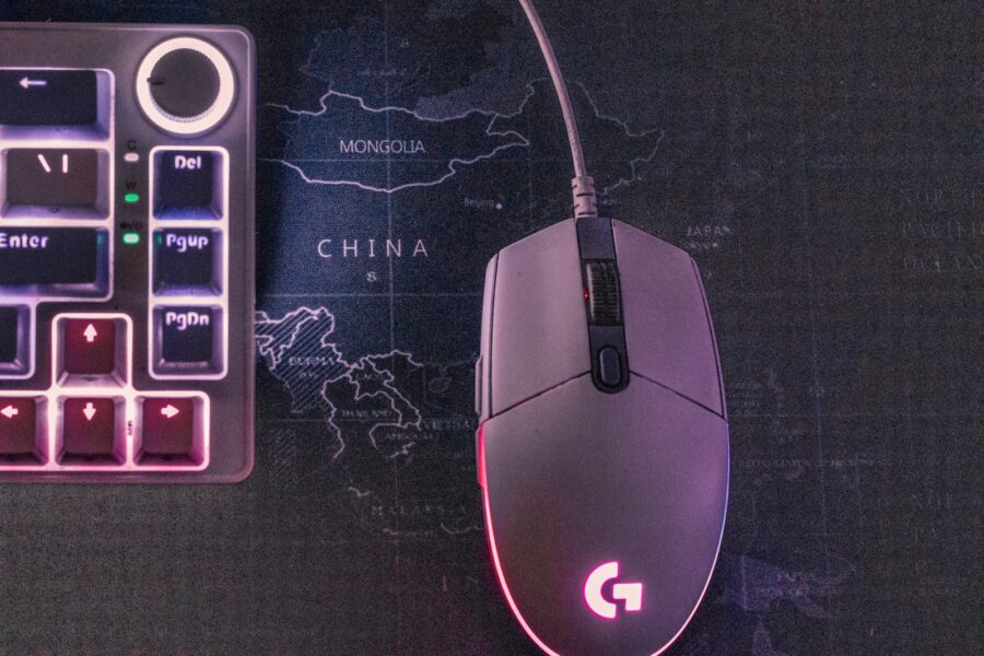 A close up of a mouse and a keyboard