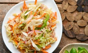vegetable salad on white ceramic plate