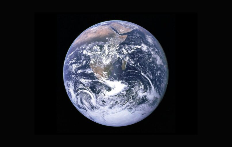 Earth with clouds above the African continent