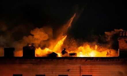 fire coming from a building