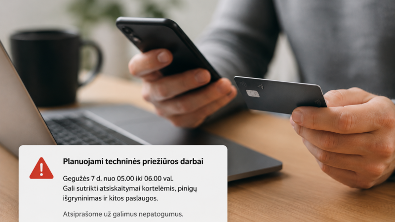 Ryte gali kilti rimtų trikdžių: atsiskaitymai strigs, o dalis operacijų gali būti neįmanomos