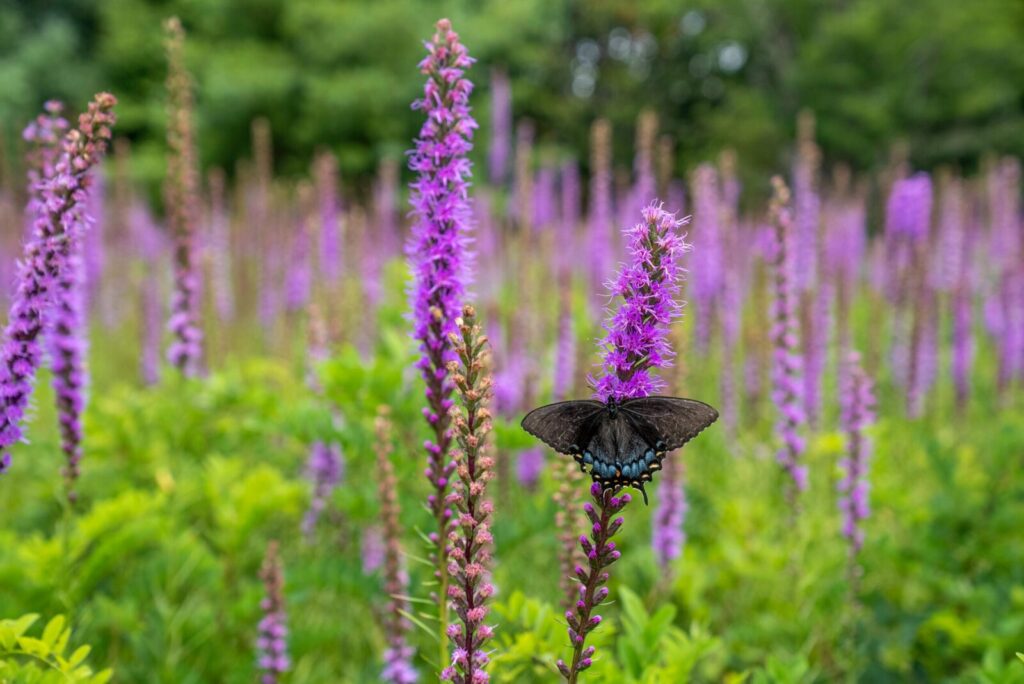 Liatris varpotasis su drugeliais. Pexels nuotr.